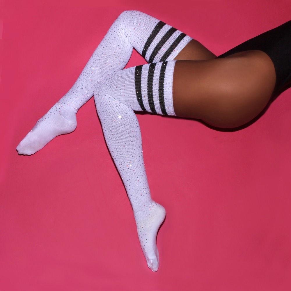 Sexy Bling Sparkly Rhinestone Over The Knee Socks